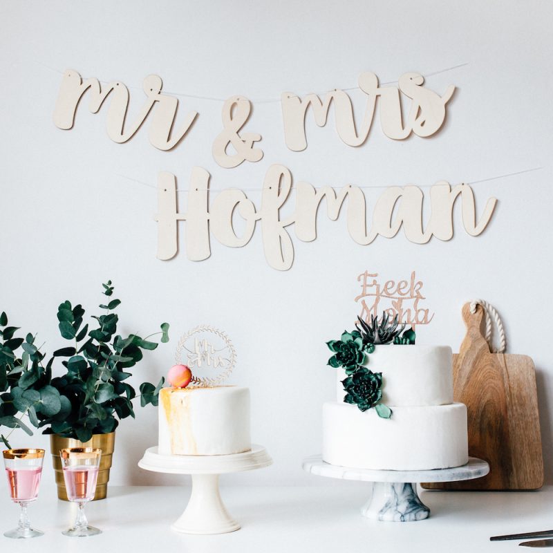 Houten Slinger Mr Mrs Achternaam