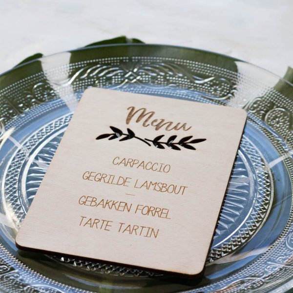 Houten Menu Kaart Leaves