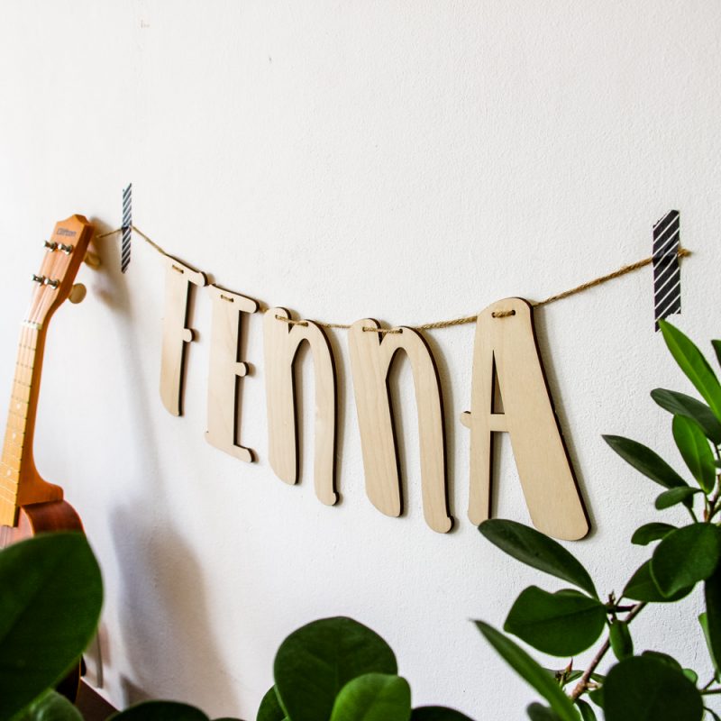 Houten Naam Slinger Vrolijk