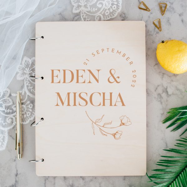 Houten Gastenboek Moderne Bloem