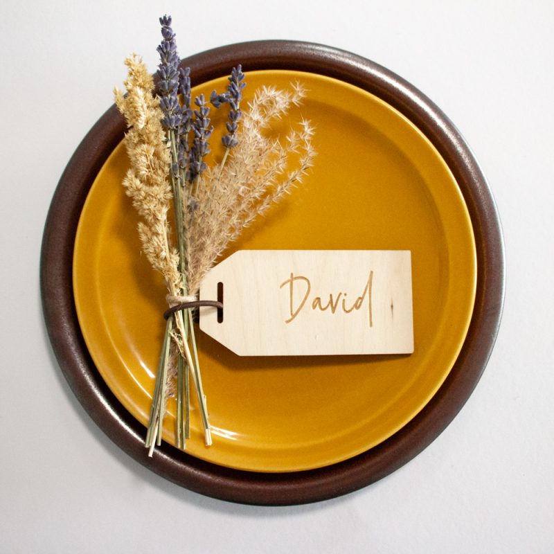 Gasten Naamkaartjes Gegraveerd Label Hout