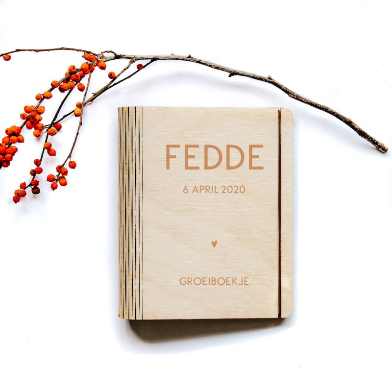 Houten omslag CB boekje naam