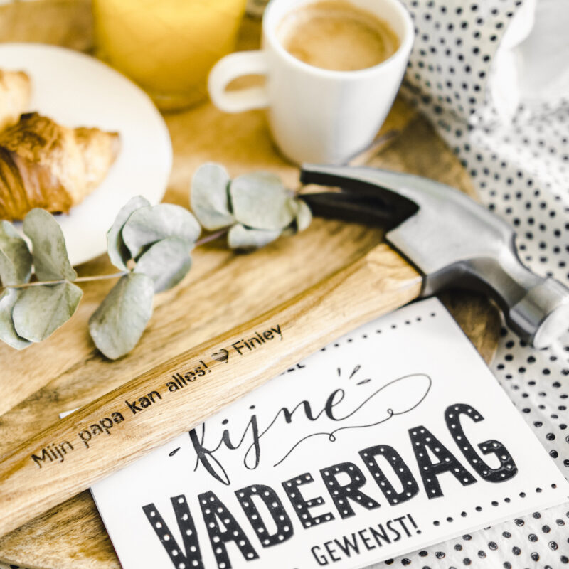 Feestdagen vaderdag Houten Hamer met Gravering