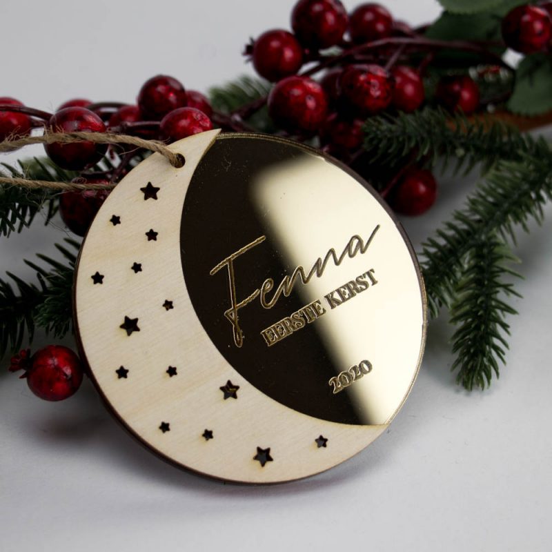 Kerstbal - Maan en Sterren 3D