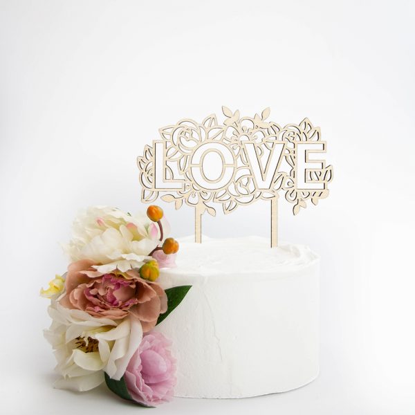 Taarttopper Love met Bloemen