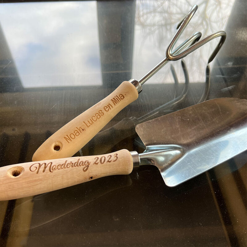 Gegraveerd Houten Tuingereedschap
